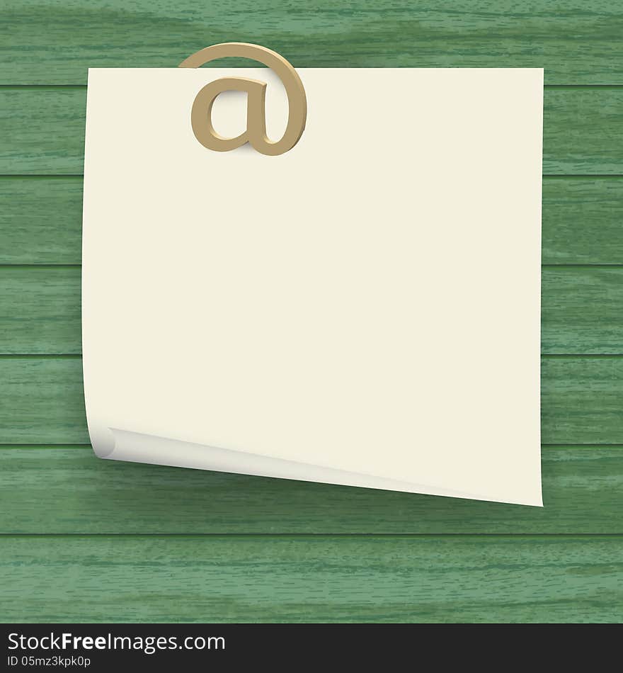 New realistic reminder on wooden textured background can use like office tool. New realistic reminder on wooden textured background can use like office tool