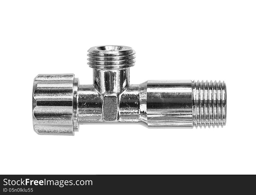 Chrome water valve isolated on white background