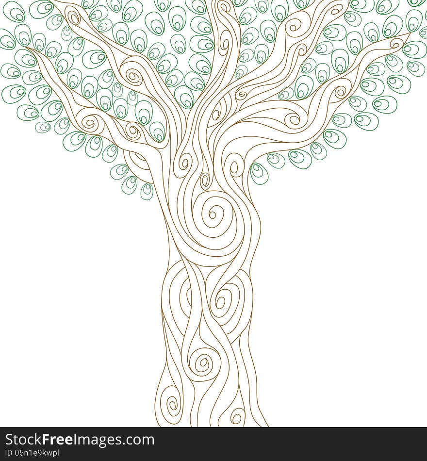 Stylized silhouette of curly tree