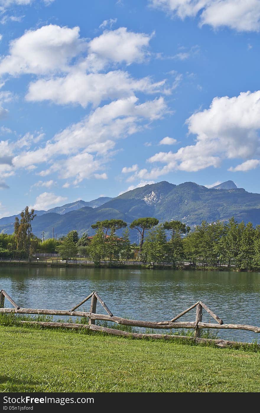 Fishing lake in massa , italy