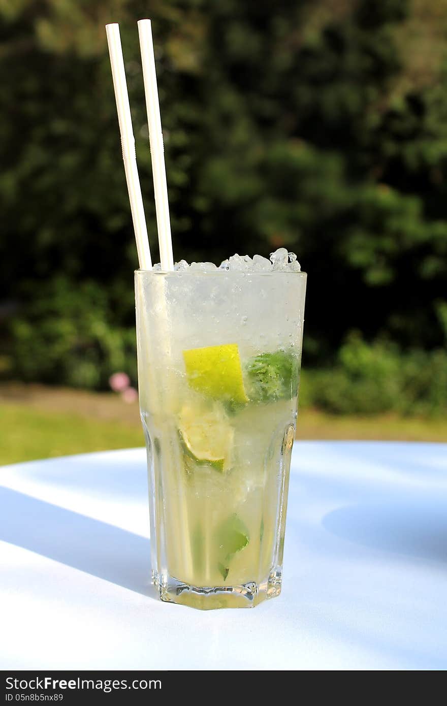 Cocktail Mojito with lime and mint