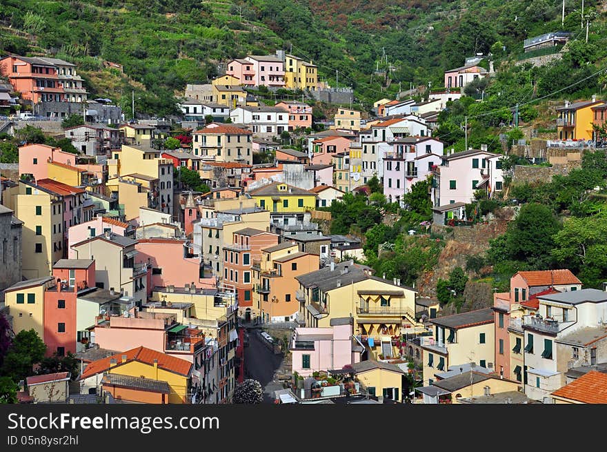 Italian village Manarola in Liguria