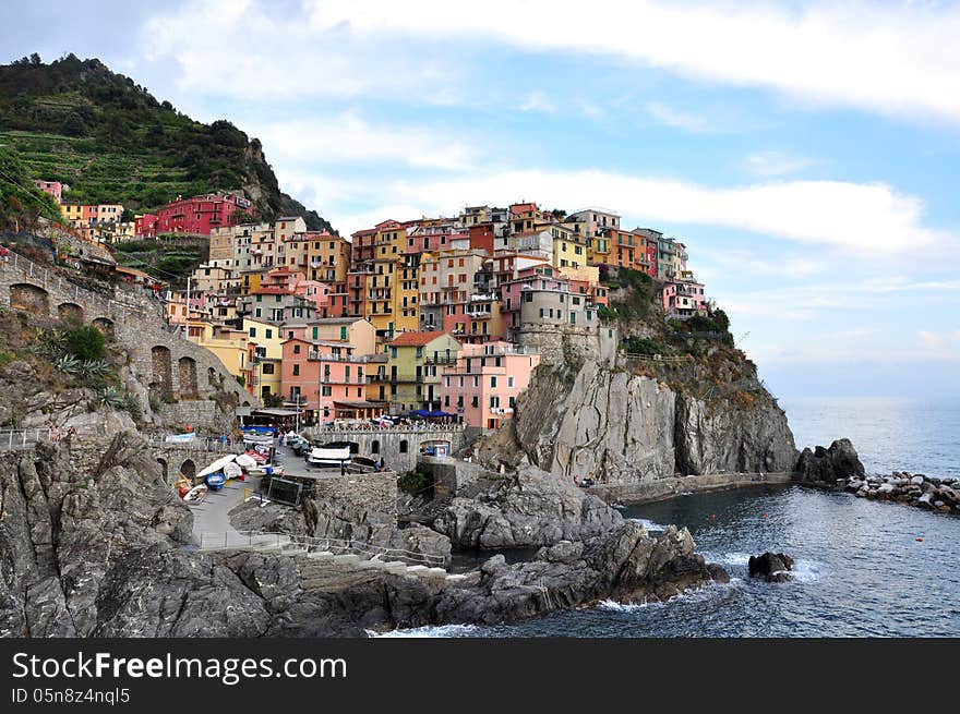 Italian village landscape, Cinque Terre, Lugirua