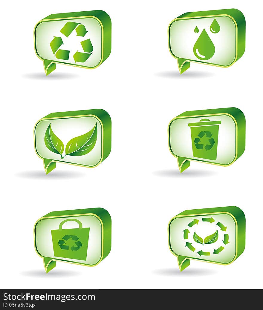 Set of green ecology icons