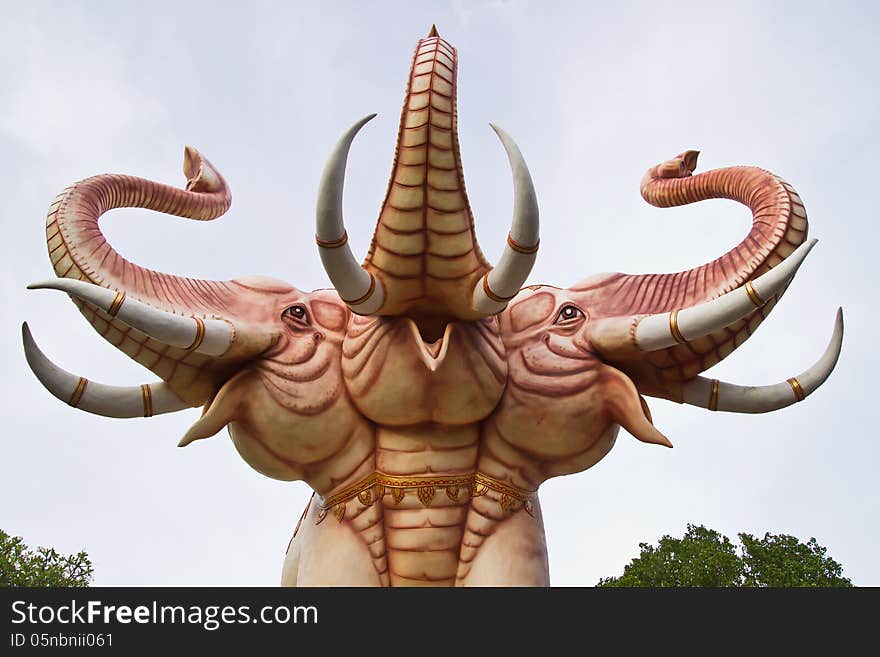 Three head elephant statue carved from ston,Thailand. Three head elephant statue carved from ston,Thailand