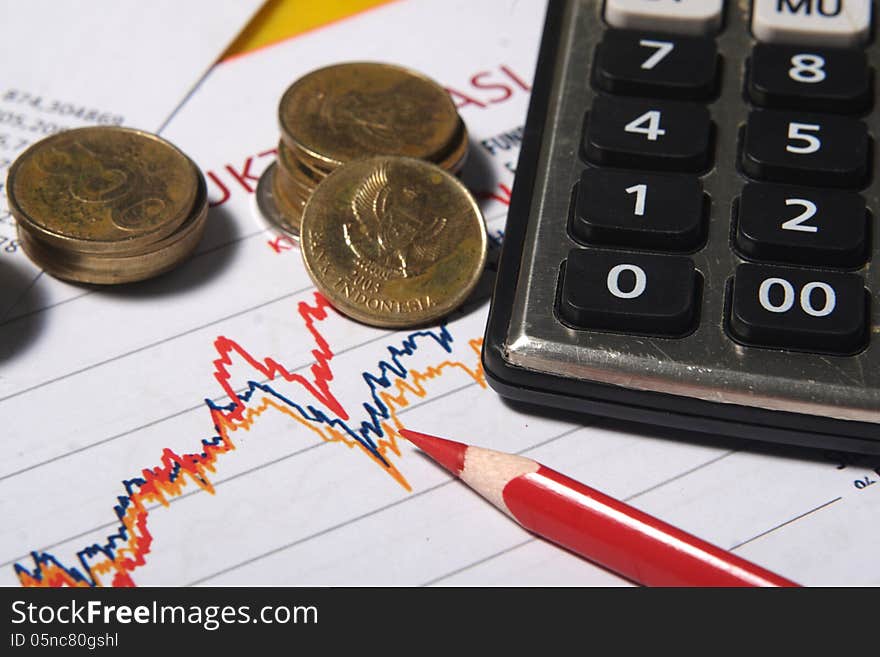 Financial or accounting concept - business chart, eyeglass