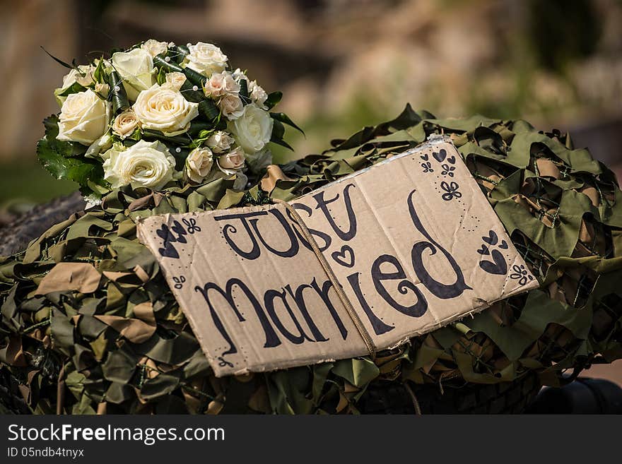 Flower with the inscription married. Flower with the inscription married