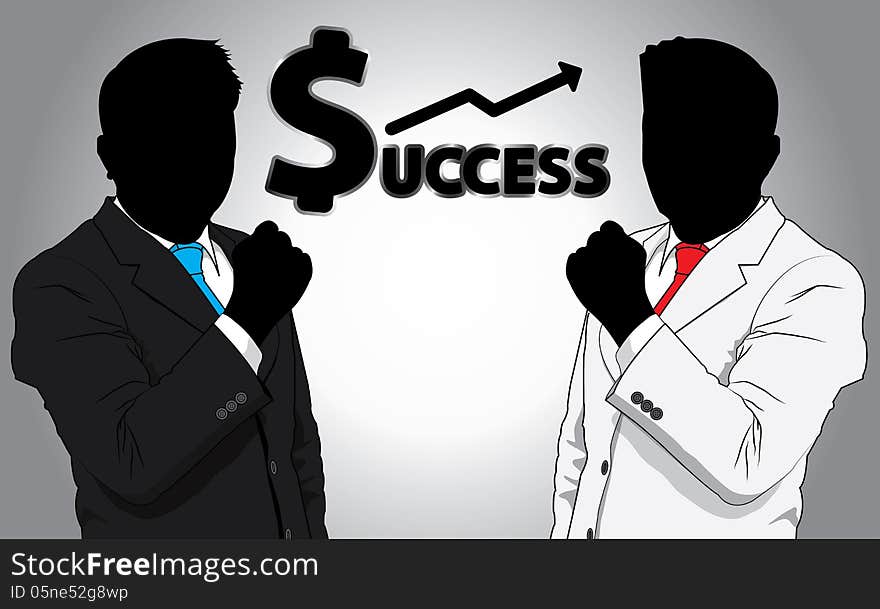 Two business man success vector