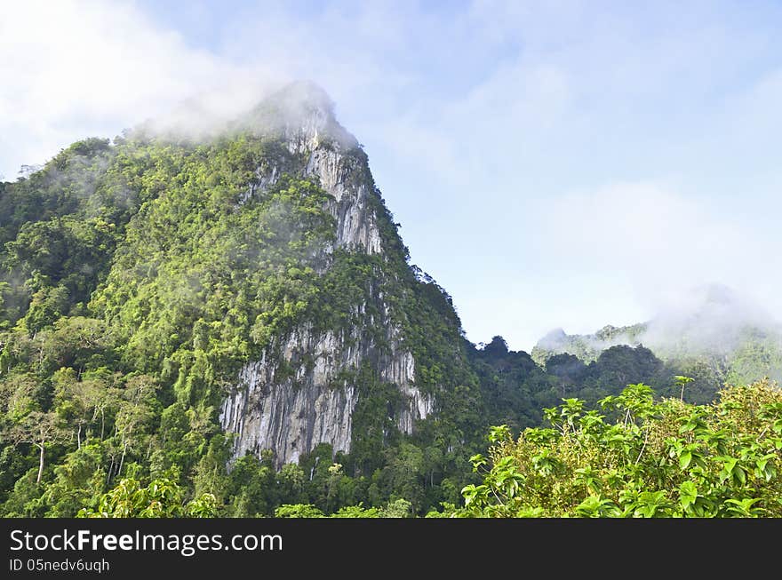 Lush high mountains.