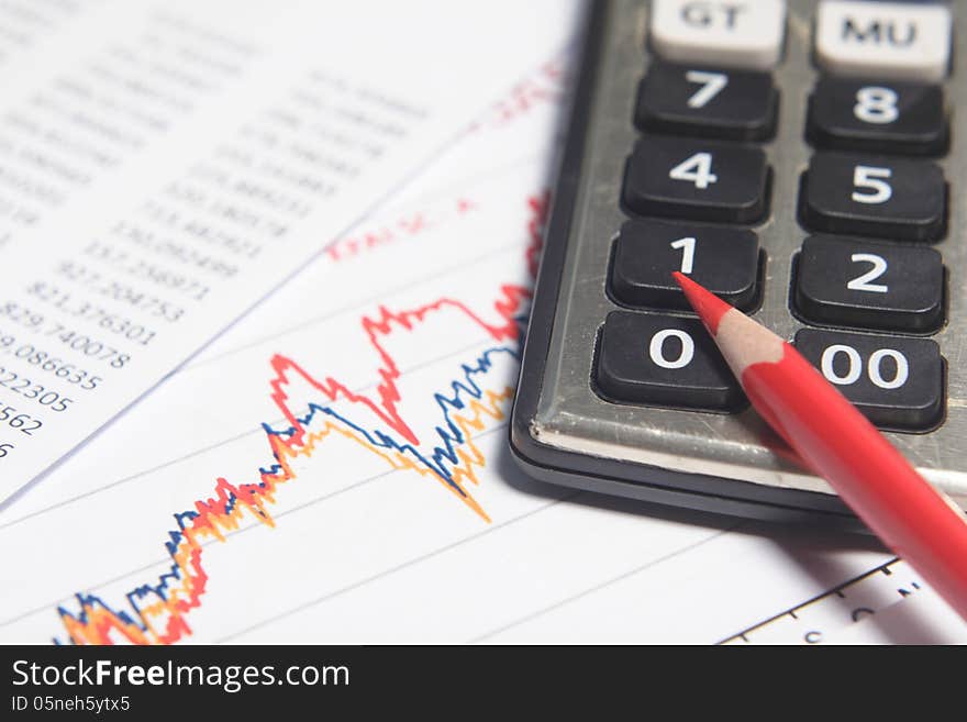 Financial or accounting concept - business chart, eyeglass