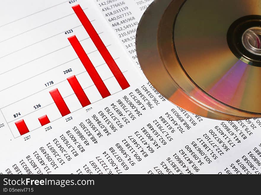 Financial or accounting concept - business chart, eyeglass