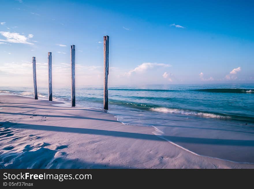 Old pier pile support columns