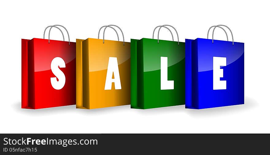 Colorful shopping bags with the word Sale