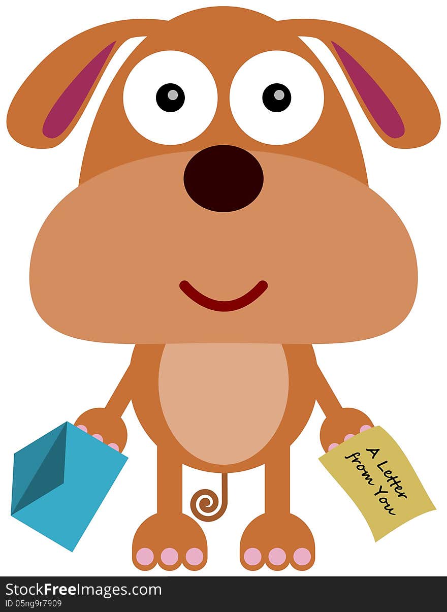 Illustration of a dog holding a letter. Illustration of a dog holding a letter