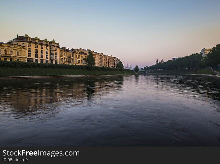 Early morning in Vilnius, Lithuania. The Neris river.