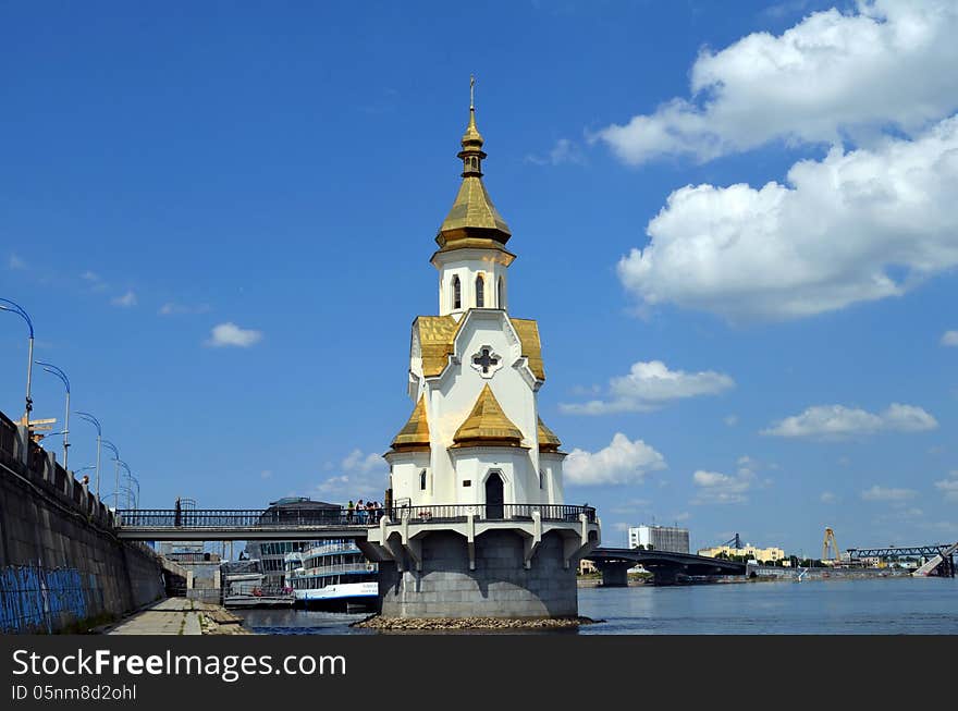 St. Nicholas's Church, Kiev Ukraine - located on an artificial island reached by a small bridge