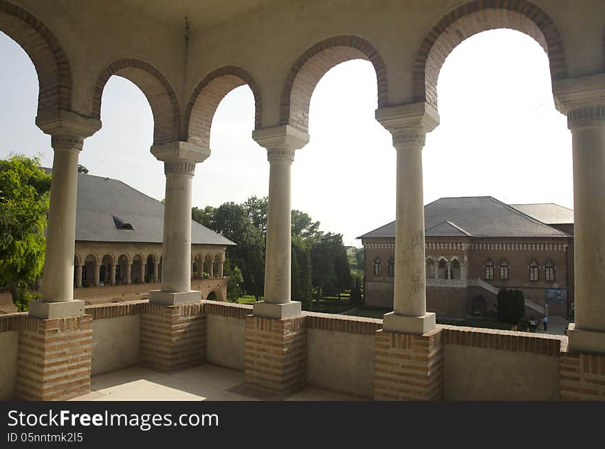 A detail from the inner yard of Mogosoaia Palace, built by Romanian king Constantin Brancoveanu at the end of the XVII century