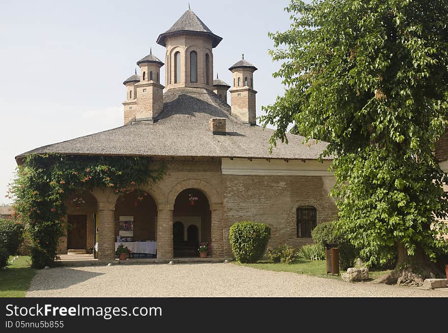 A detail from the inner yard of Mogosoaia Palace, built by Romanian king Constantin Brancoveanu at the end of the XVII century. A detail from the inner yard of Mogosoaia Palace, built by Romanian king Constantin Brancoveanu at the end of the XVII century