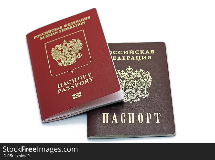 Documents confirming their identity. Passport of the citizen of the Russian Federation and the passport of a citizen of the Russian Federation On white background