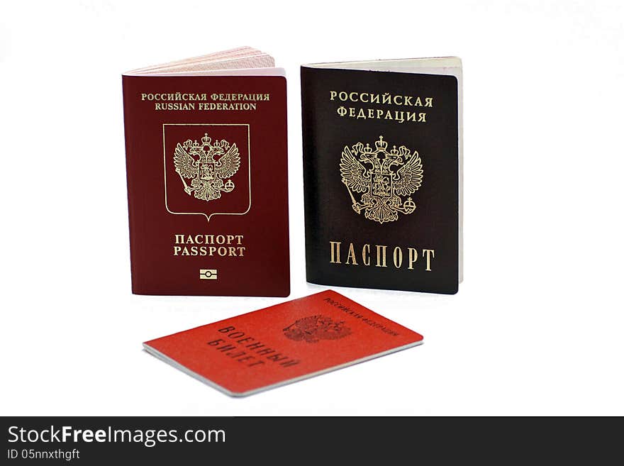 Documents confirming their identity. Passport of the citizen of the Russian Federation and the passport of a citizen of the Russian Federation On white background