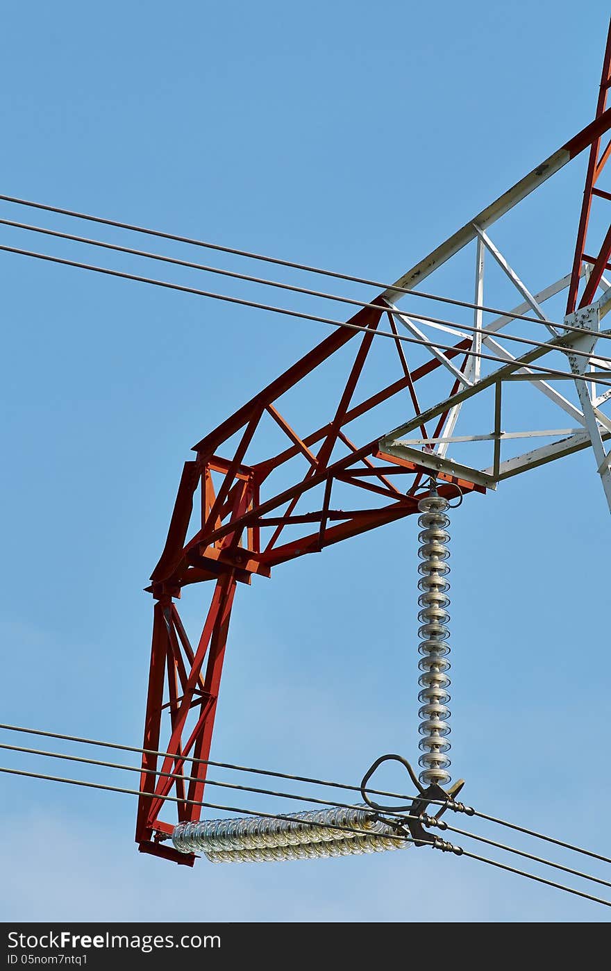 Electric tower in a meadow in la spezia. Electric tower in a meadow in la spezia