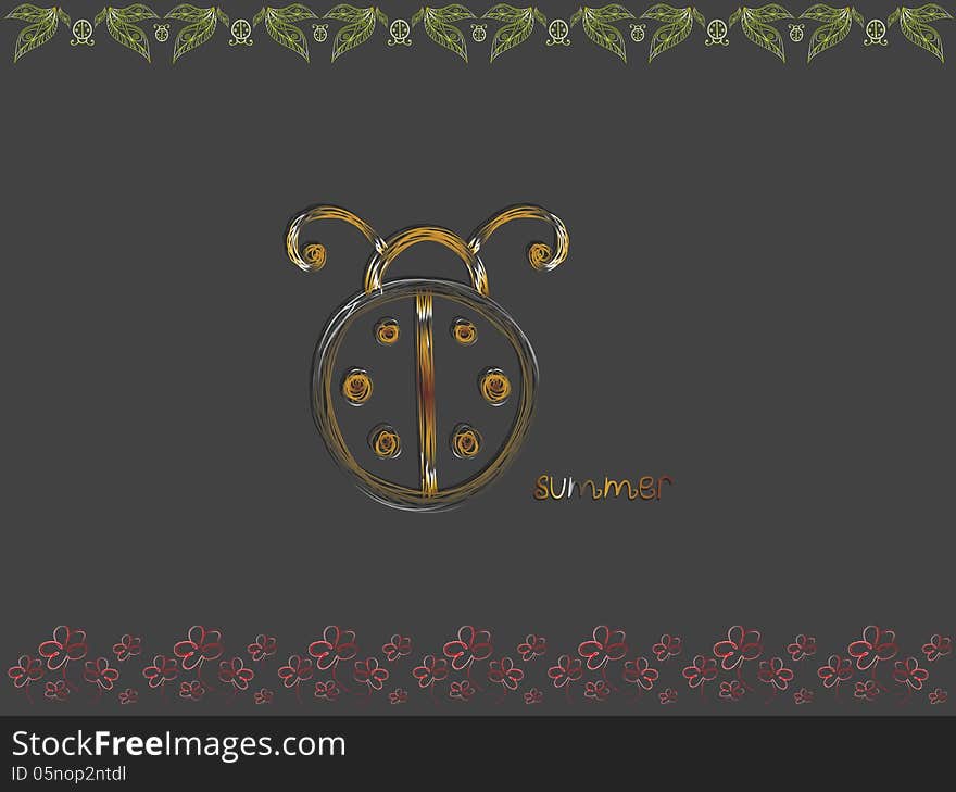 Vector illustration of a gold ladybug on a black background. Vector illustration of a gold ladybug on a black background