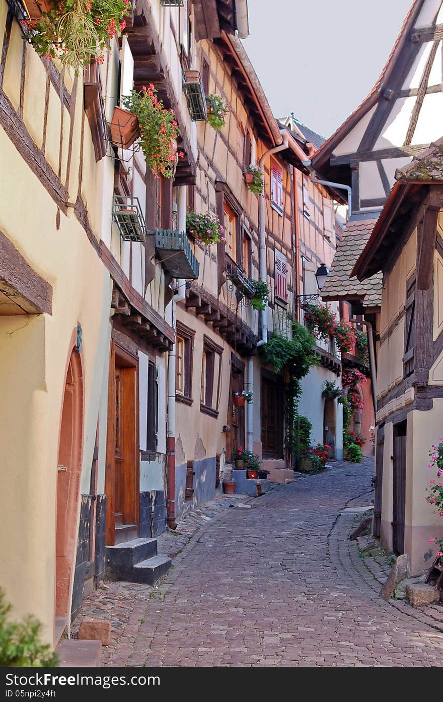 Street in a wine village in France. Street in a wine village in France