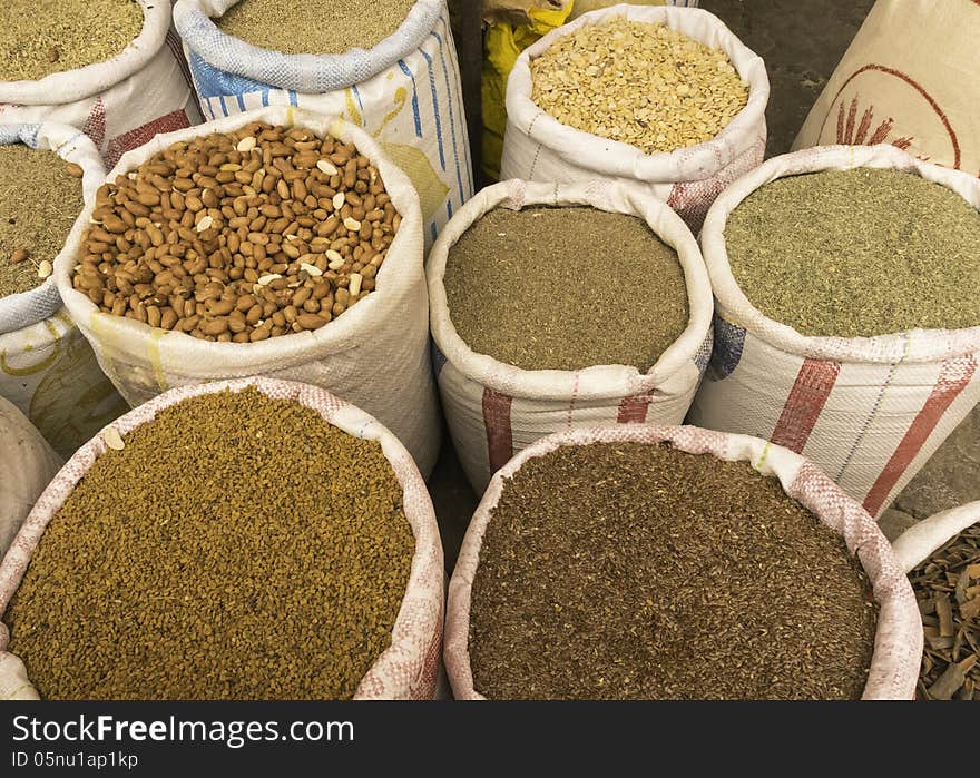 Spices on the market place on the street. Marocco. Spices on the market place on the street. Marocco