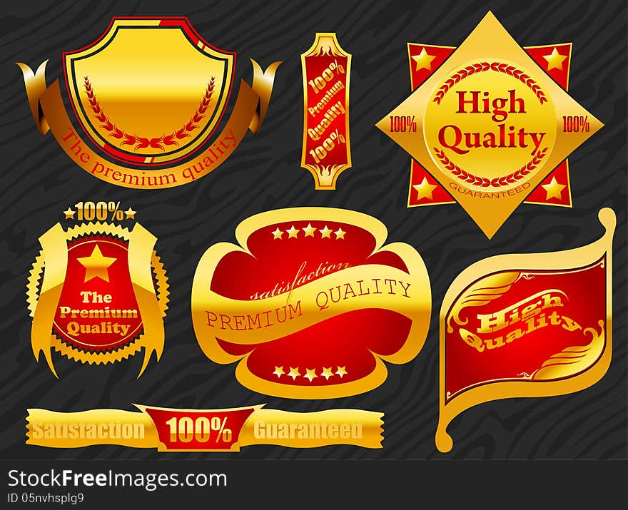 Premium label golden with banner background