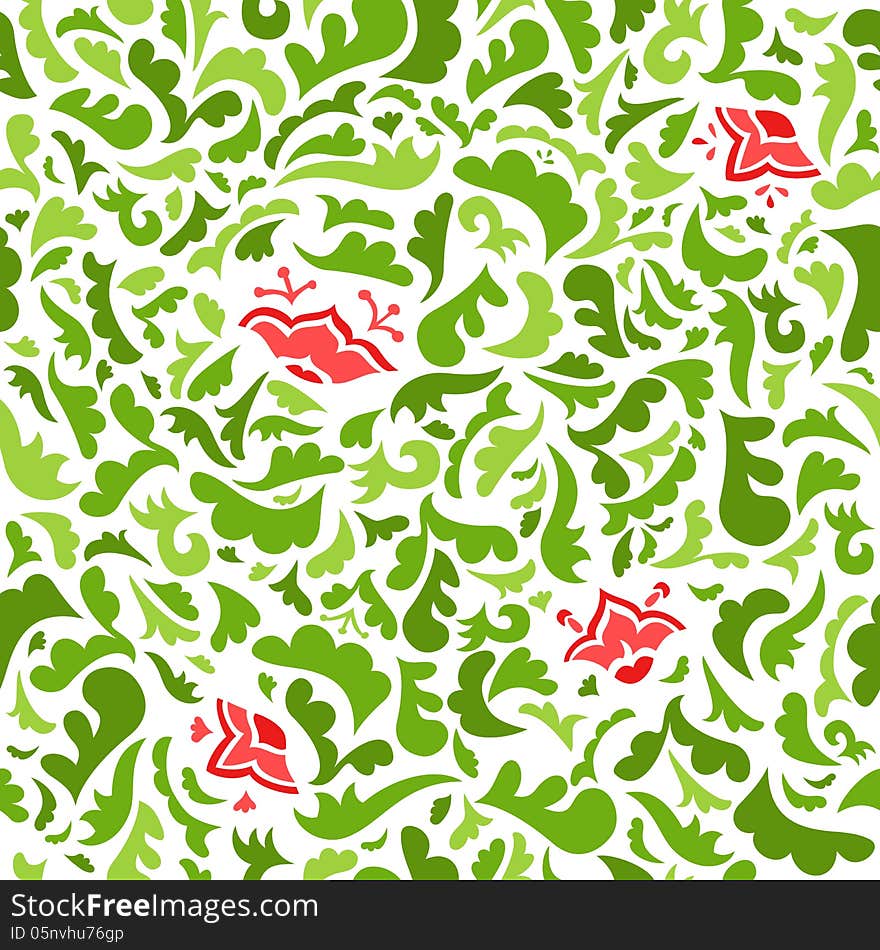 Abstract green and red seamless pattern with