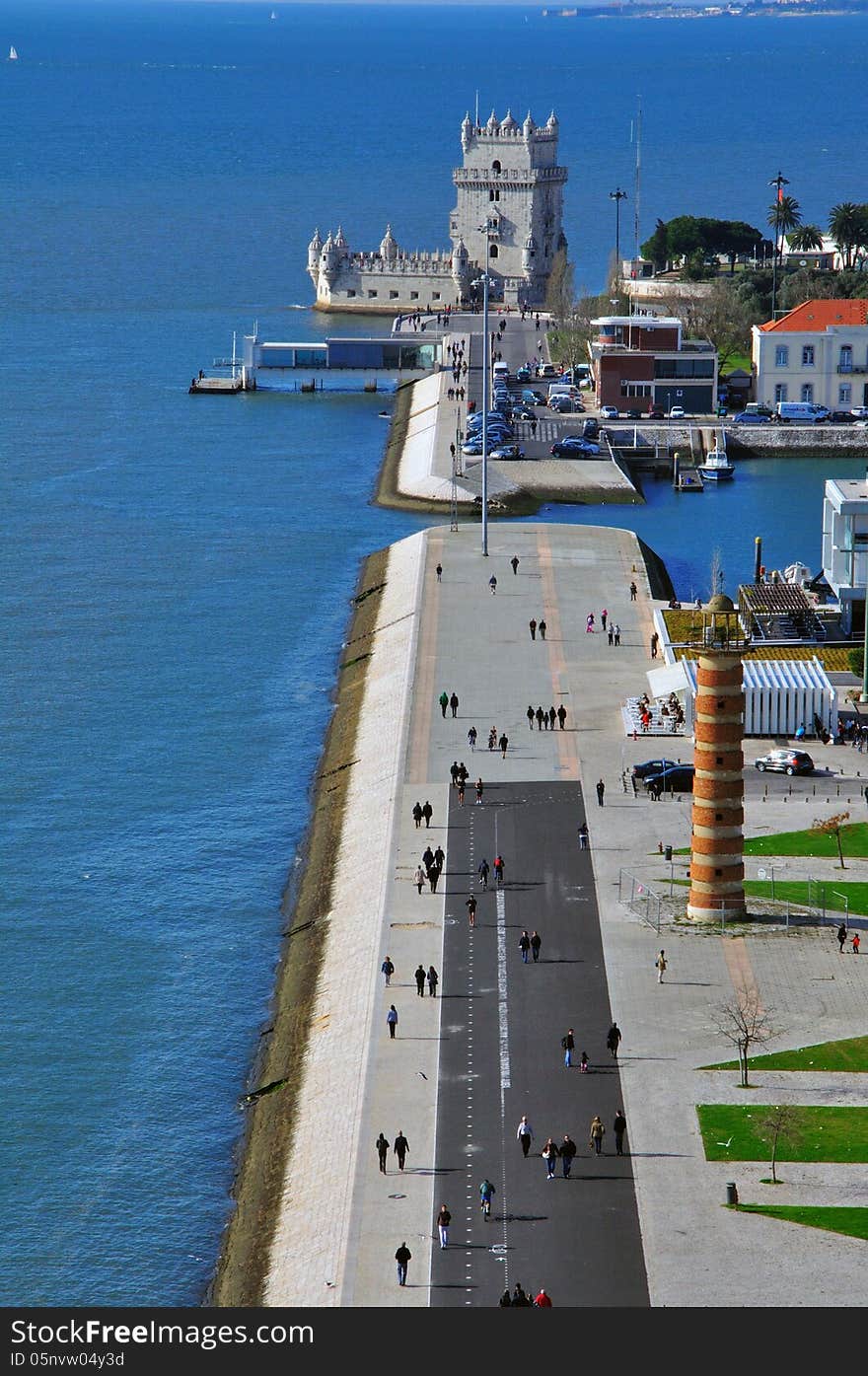 Belem tower in Lisbon, view from above. Belem tower in Lisbon, view from above