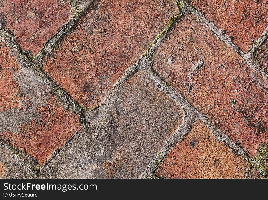 Old Medieval Brick Pavement Pattern Detail