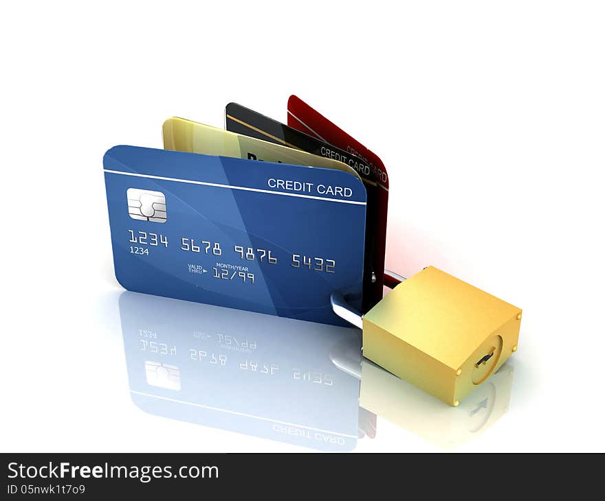 Credit card and padlock