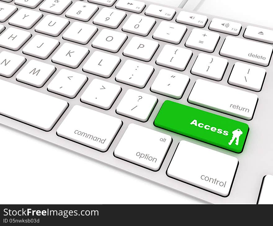 Green open access button on keyboard. Green open access button on keyboard