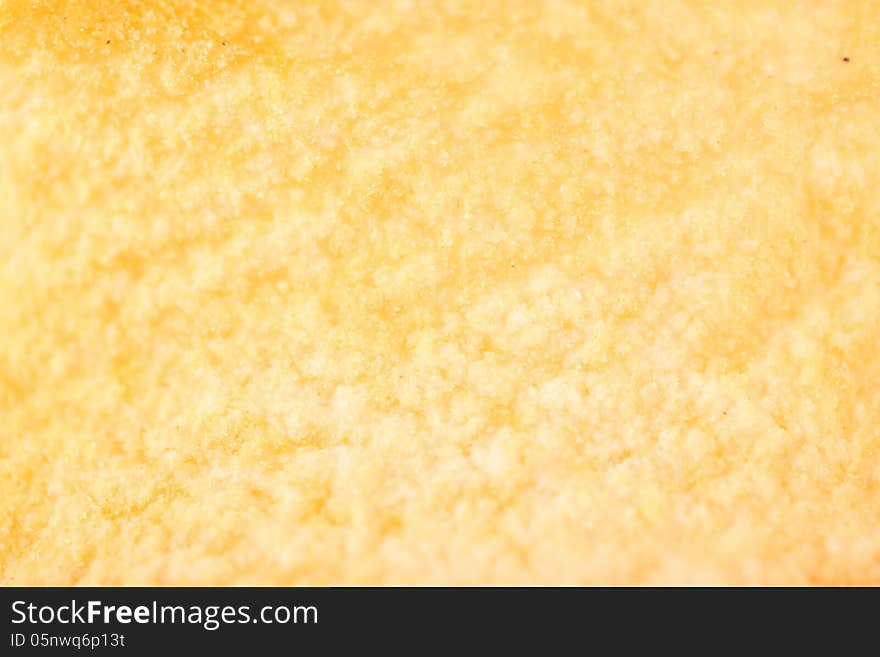 Yellow potato chips closeup