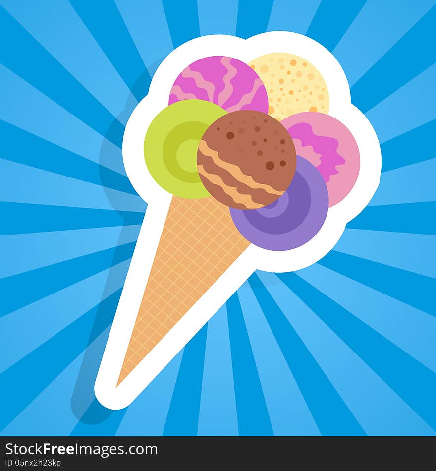 Ice cream scoops on cone