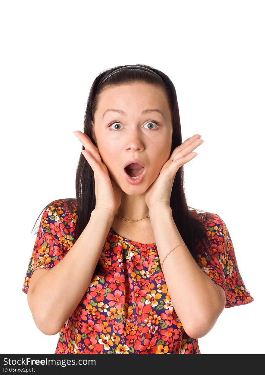 Happy woman holding a gift box