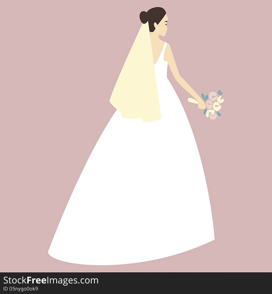 Beautiful woman wearing white bridal gown. Beautiful woman wearing white bridal gown