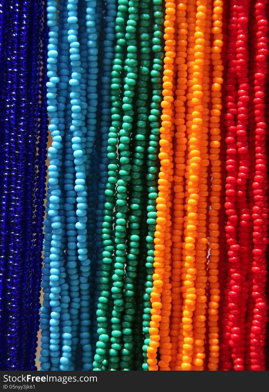 Hanging Strands of Colorful Glass Beads