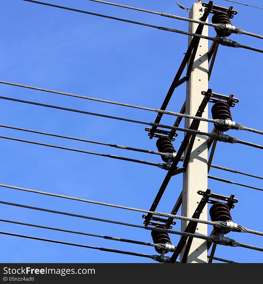 Closeup of the electric pole