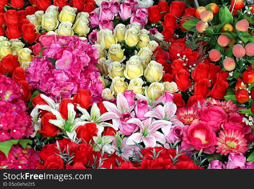 Colorful of decoration artificial flower