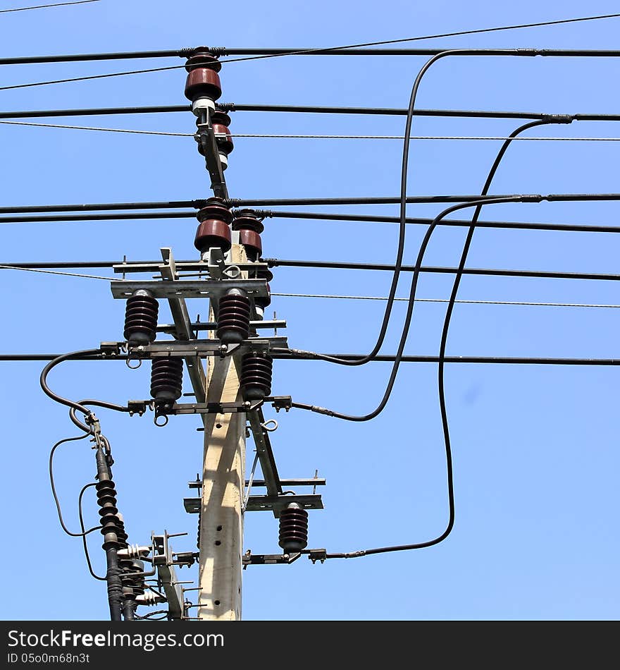 High voltage equipment on an electric pole