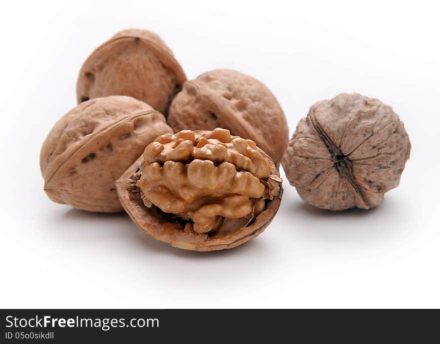 Walnuts on a white backgroundg