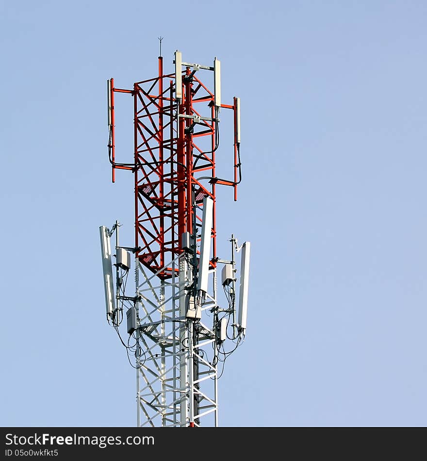 Telecommunications tower with beautiful sky