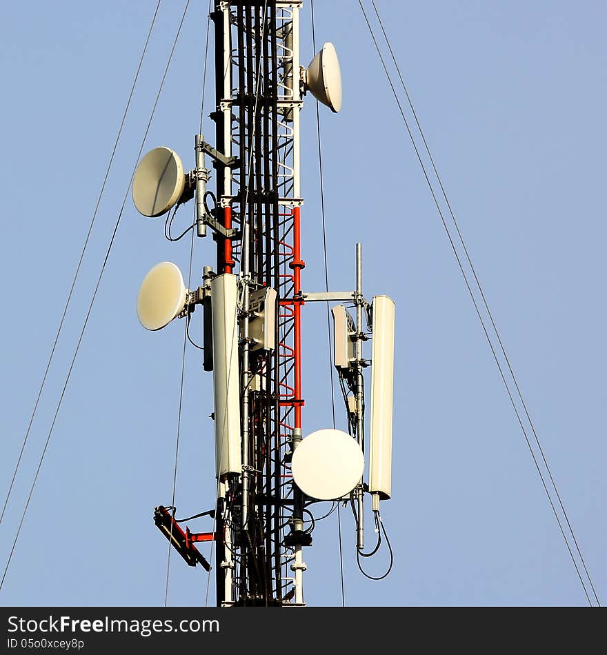 Closeup of a telecommunication tower