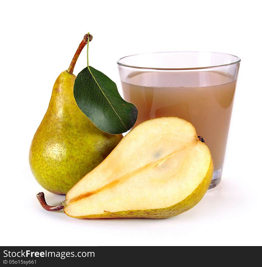 Pear juice in a glass of fruit. Pear juice in a glass of fruit