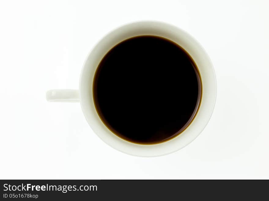 Top view Espresso In Cup On white Background. Top view Espresso In Cup On white Background