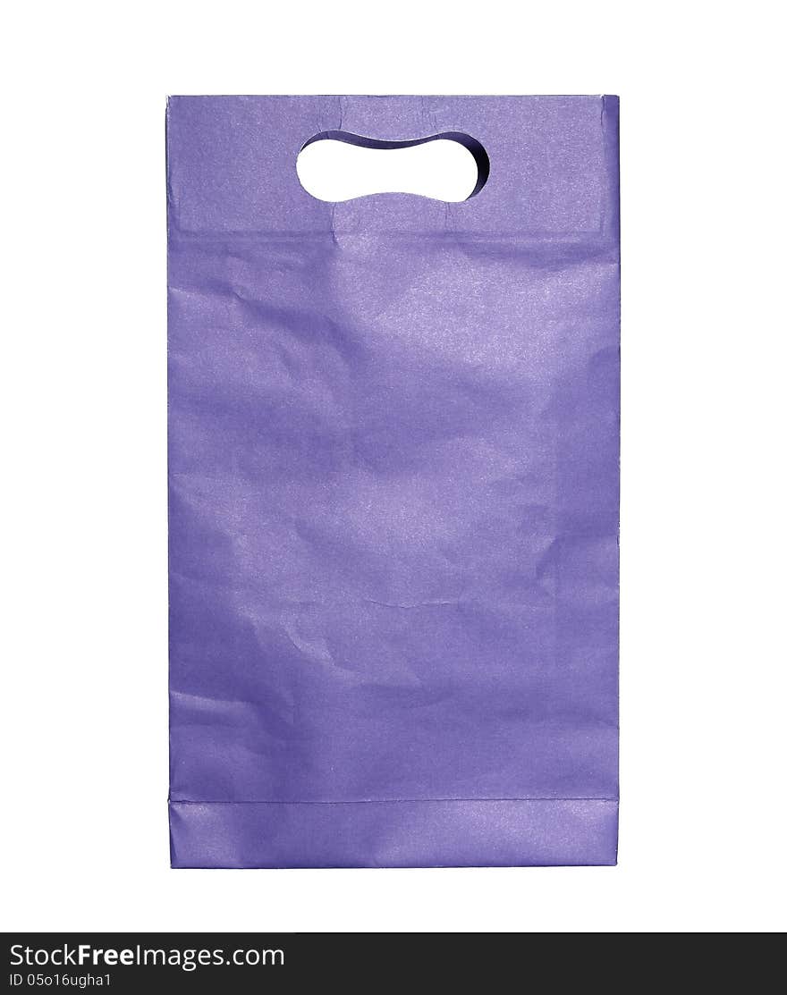 Blue paper bag isolated on white with clipping path