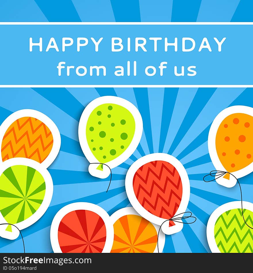 Happy birthday postcard with balloons