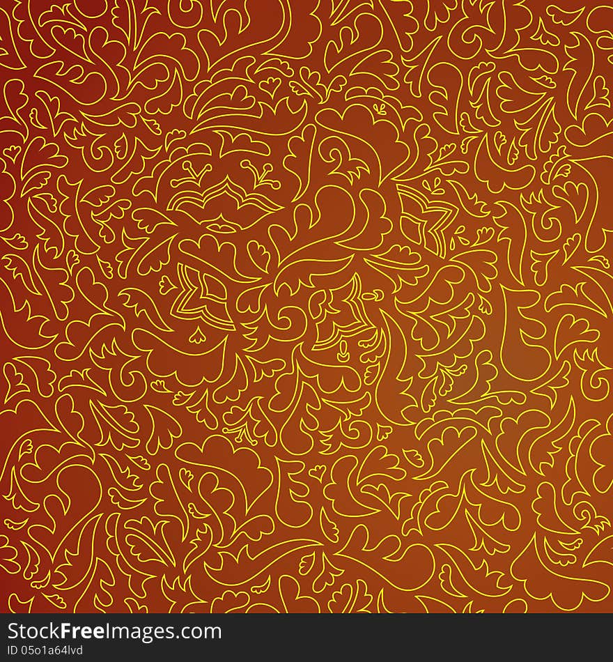 Abstract brown pattern with floral background